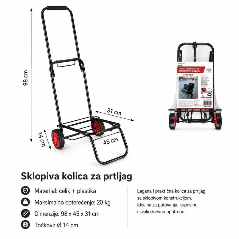 KMT Kolica za prtljag crna 2001809