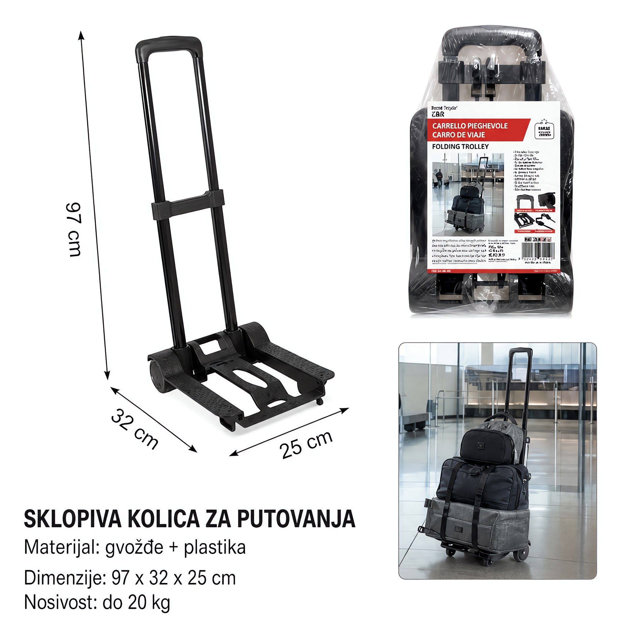 KMT Kolica za prtljag crna 2001812