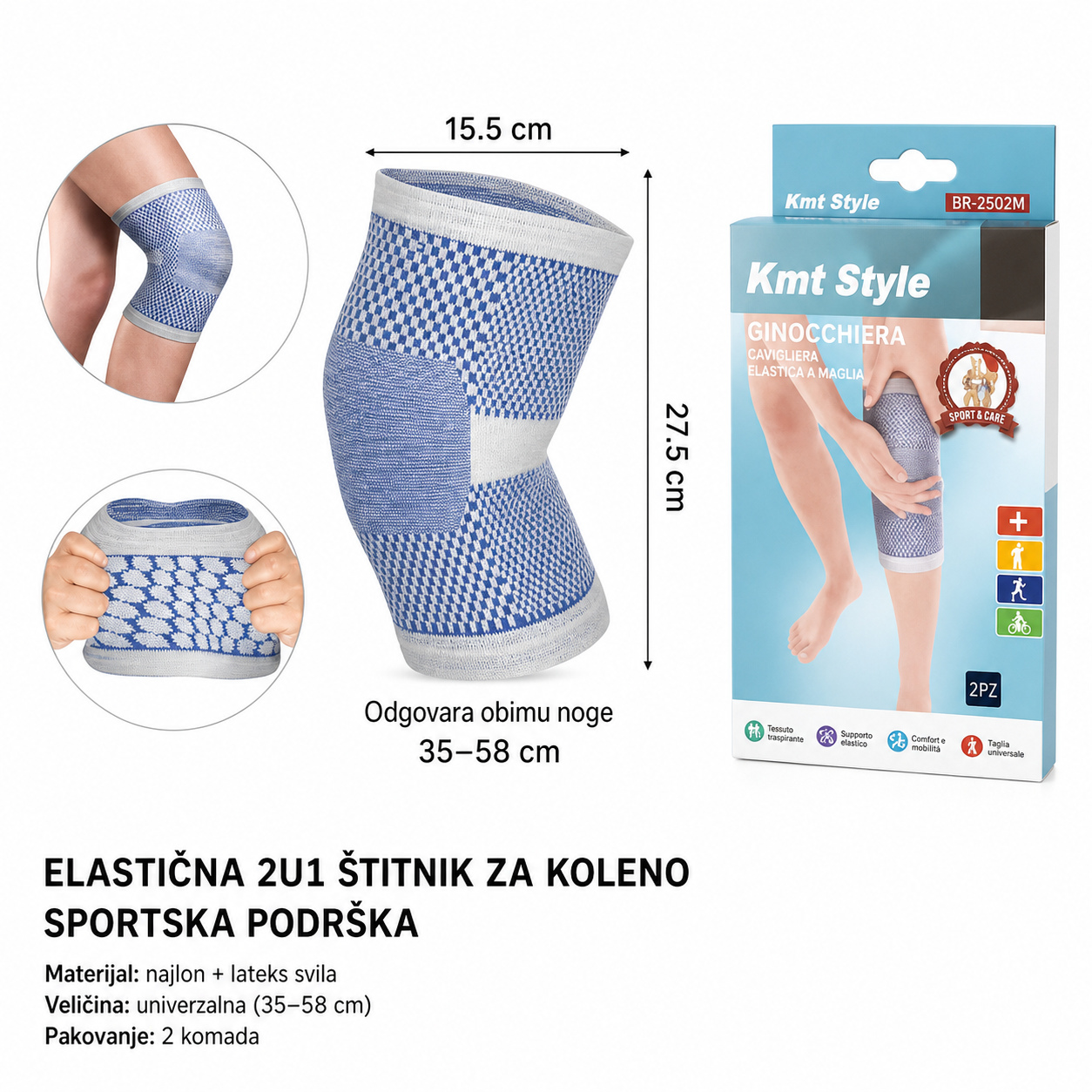 KMT (fizioterapija)-žakardovi štitnici za kolena 2002265