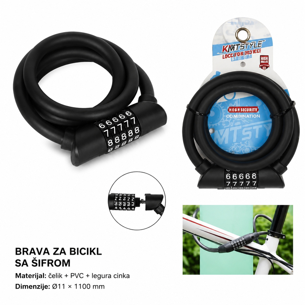 KMT Kombinovana brava sa pet cifara za bicikl 2008603