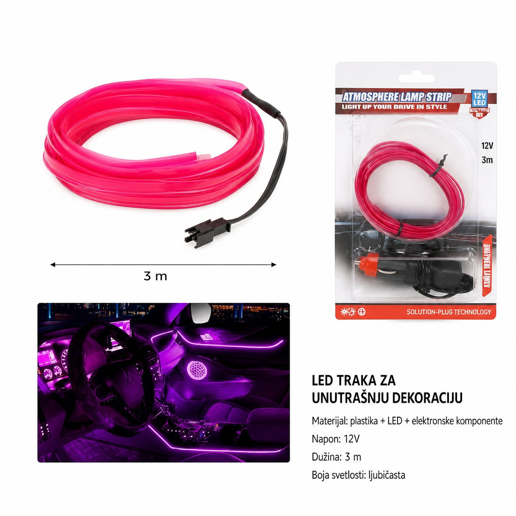 KMT Ambijentalno svetlo za automobil, ljubičasto 2008683