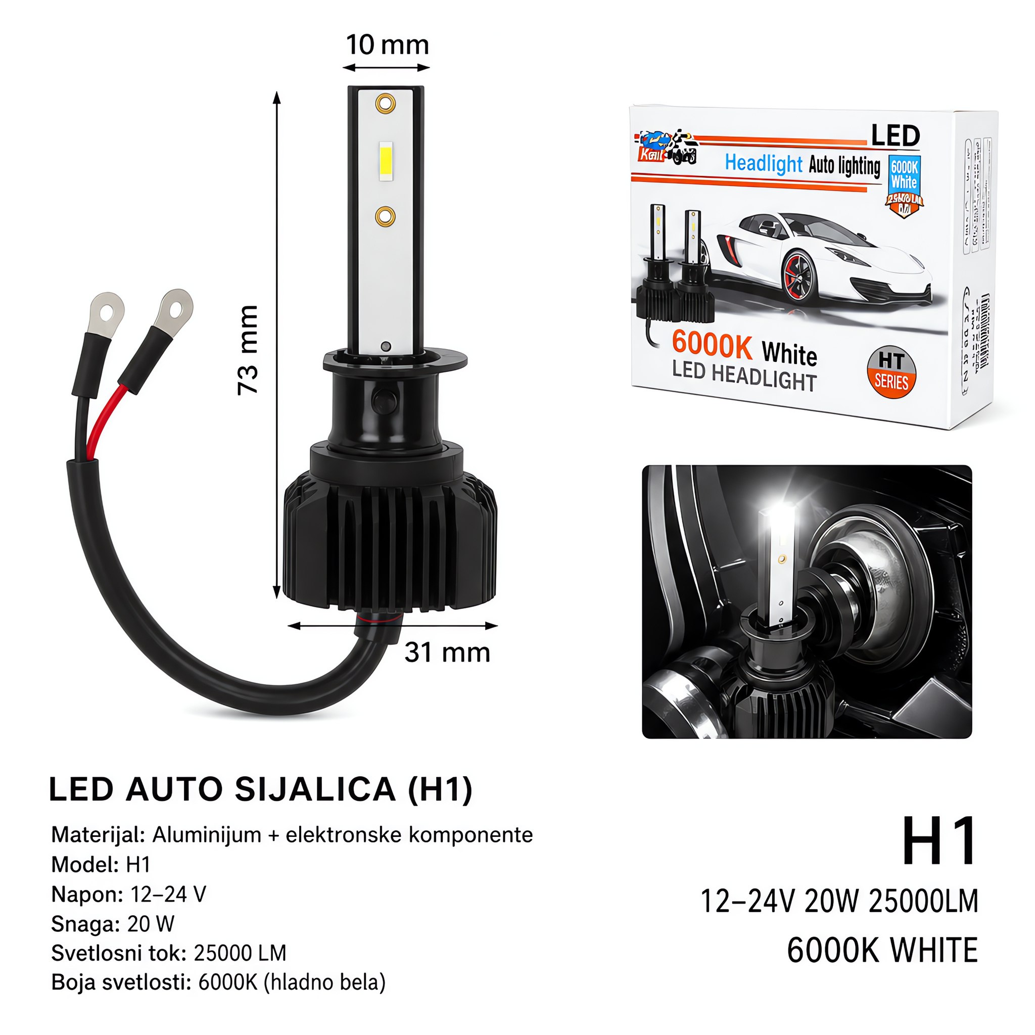 H1汽车LED大灯
