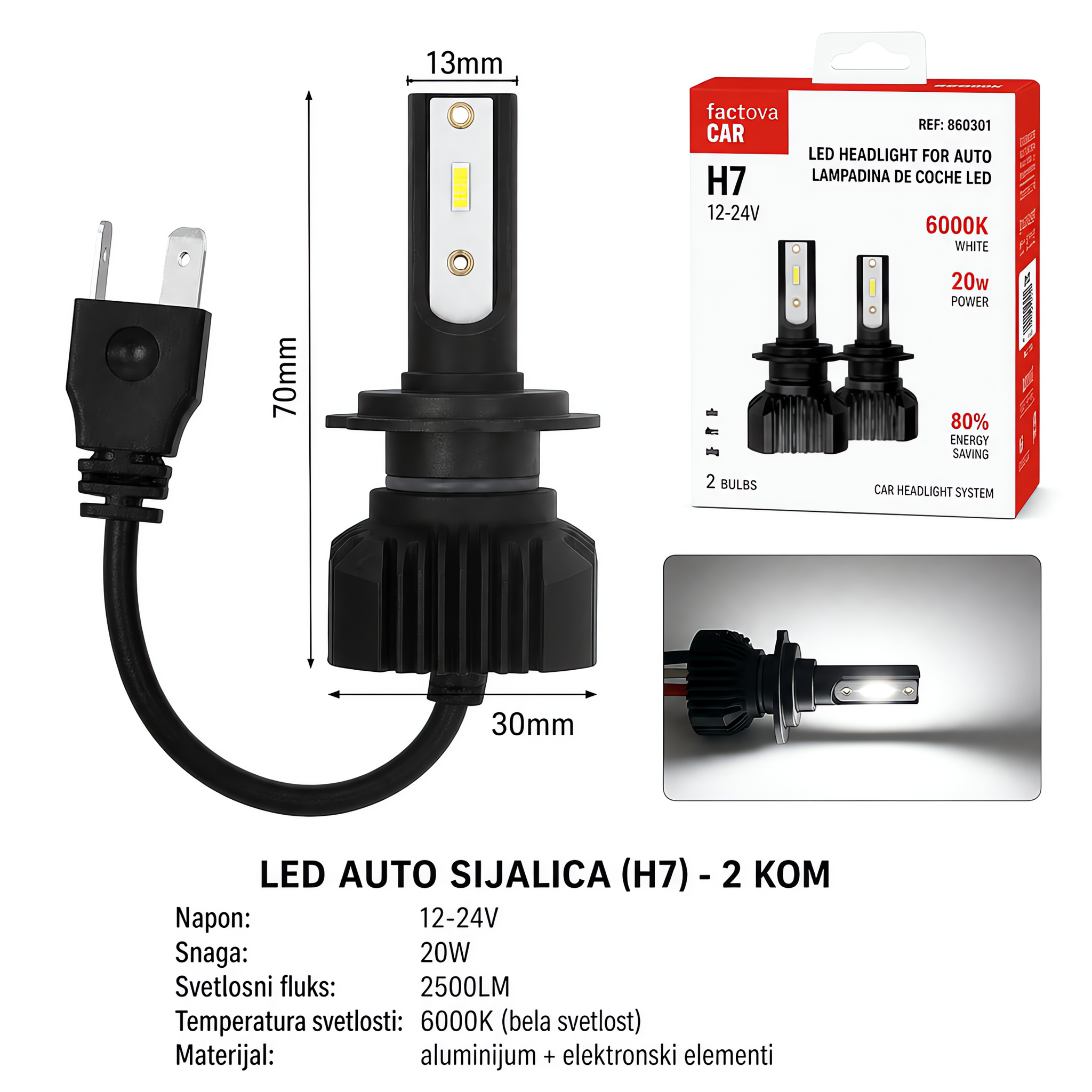 H7汽车LED大灯