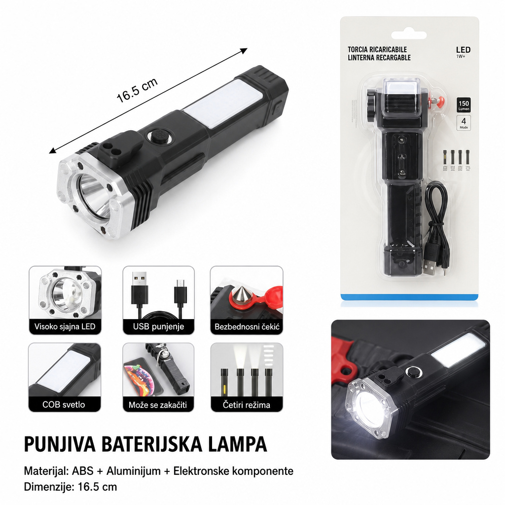 KMT Višenamenska punjiva baterijska lampa 2008969