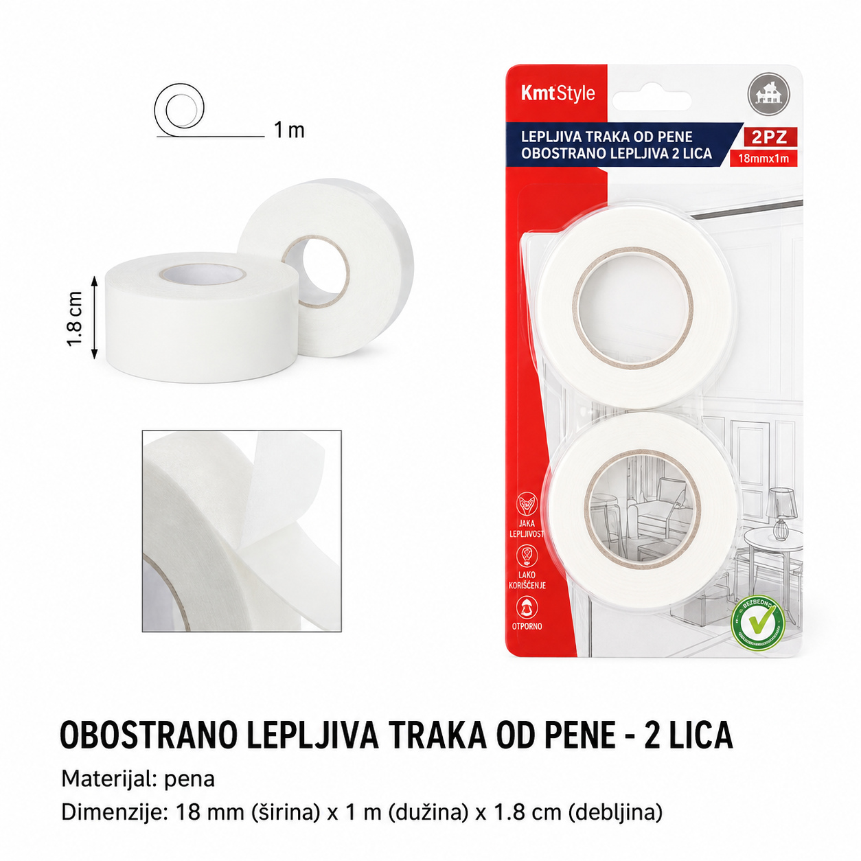 KMT Sunđerasti dvostrani lepak 2208189