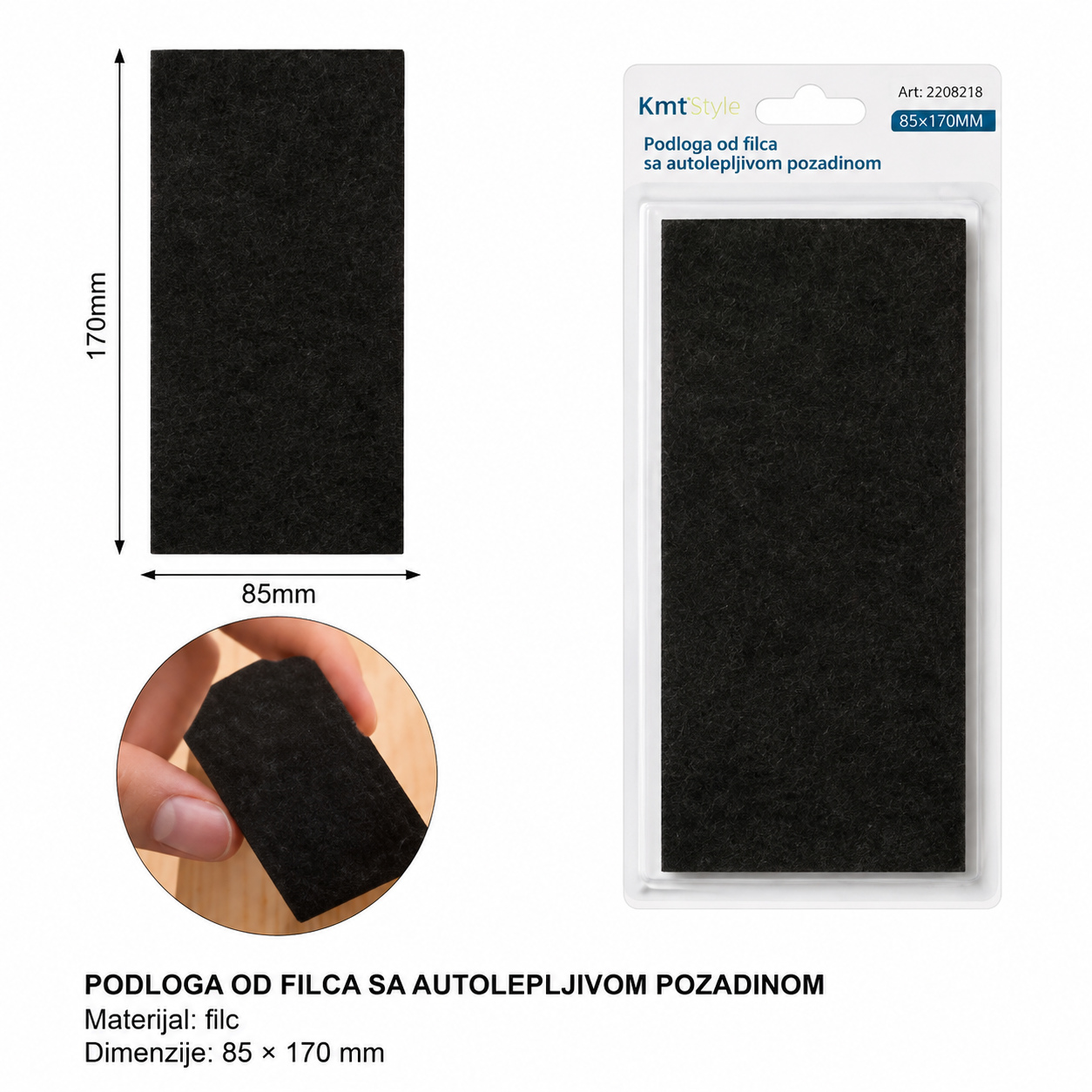 KMT Feltrasti pravougaoni jastučić za noge stola 2208218