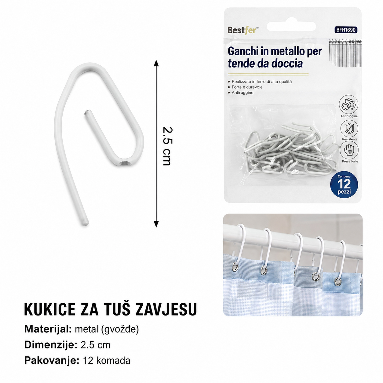 KMT Metalna kuka za tuš 2208295