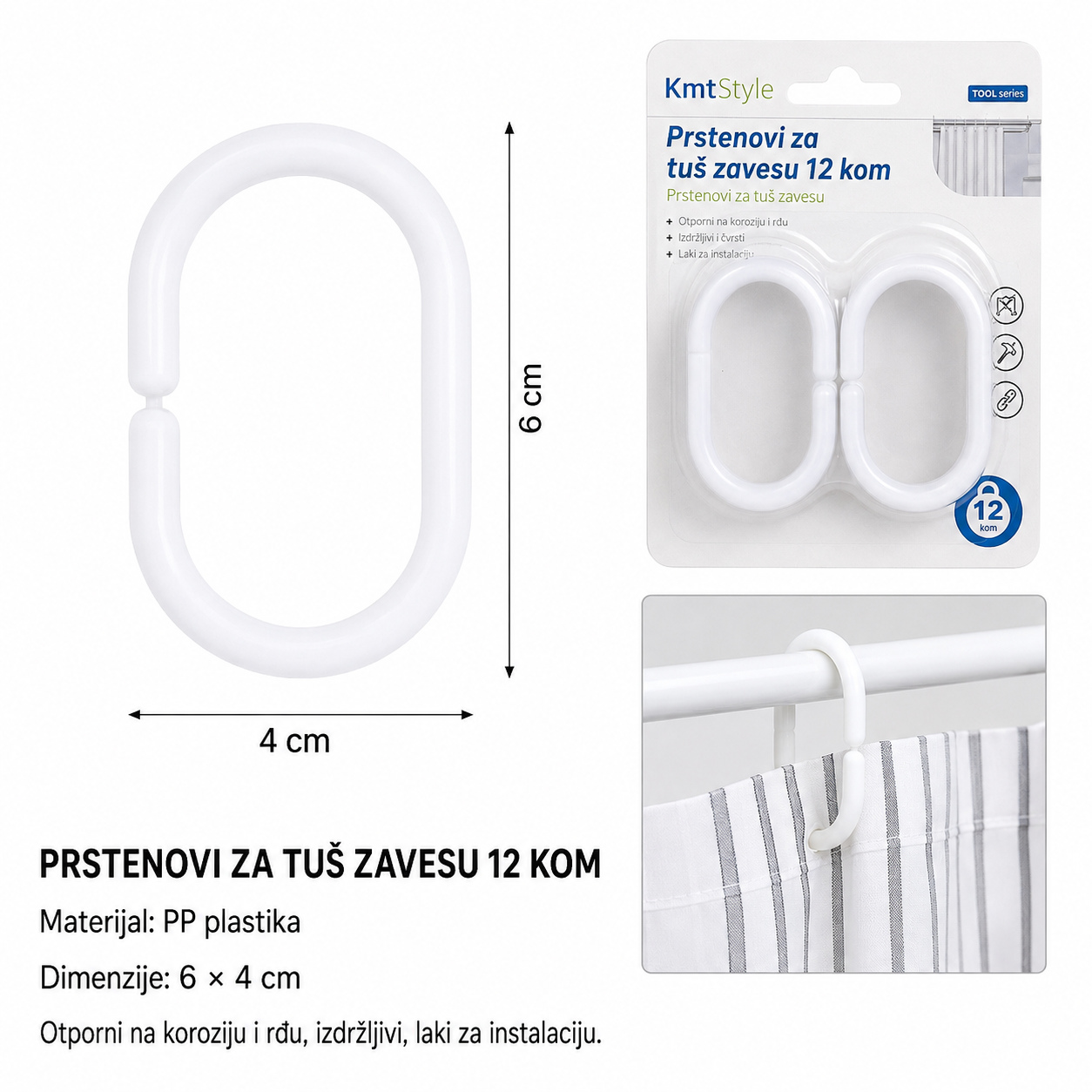 KMT Prstenovi za zavesu za tuš 2208297