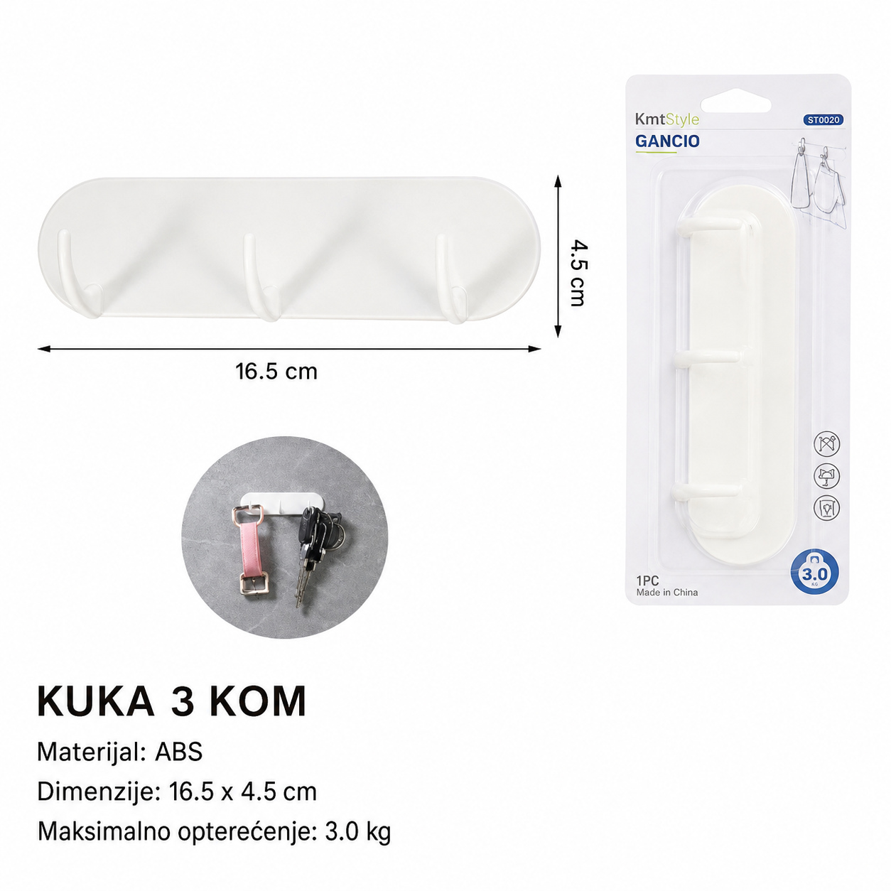 KMT Plastični odvojivač, 3 kuka 2208366