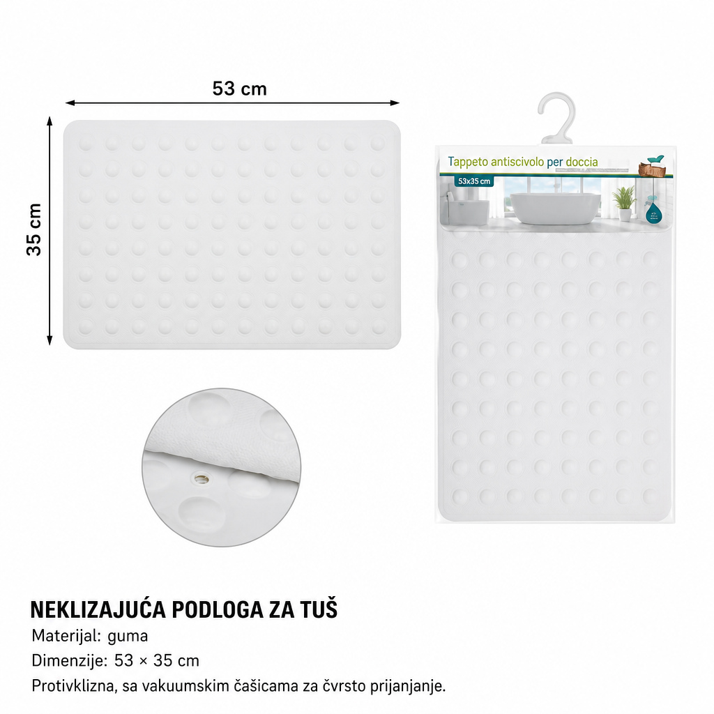 KMT Bela gumena podloga za kadu 2208531