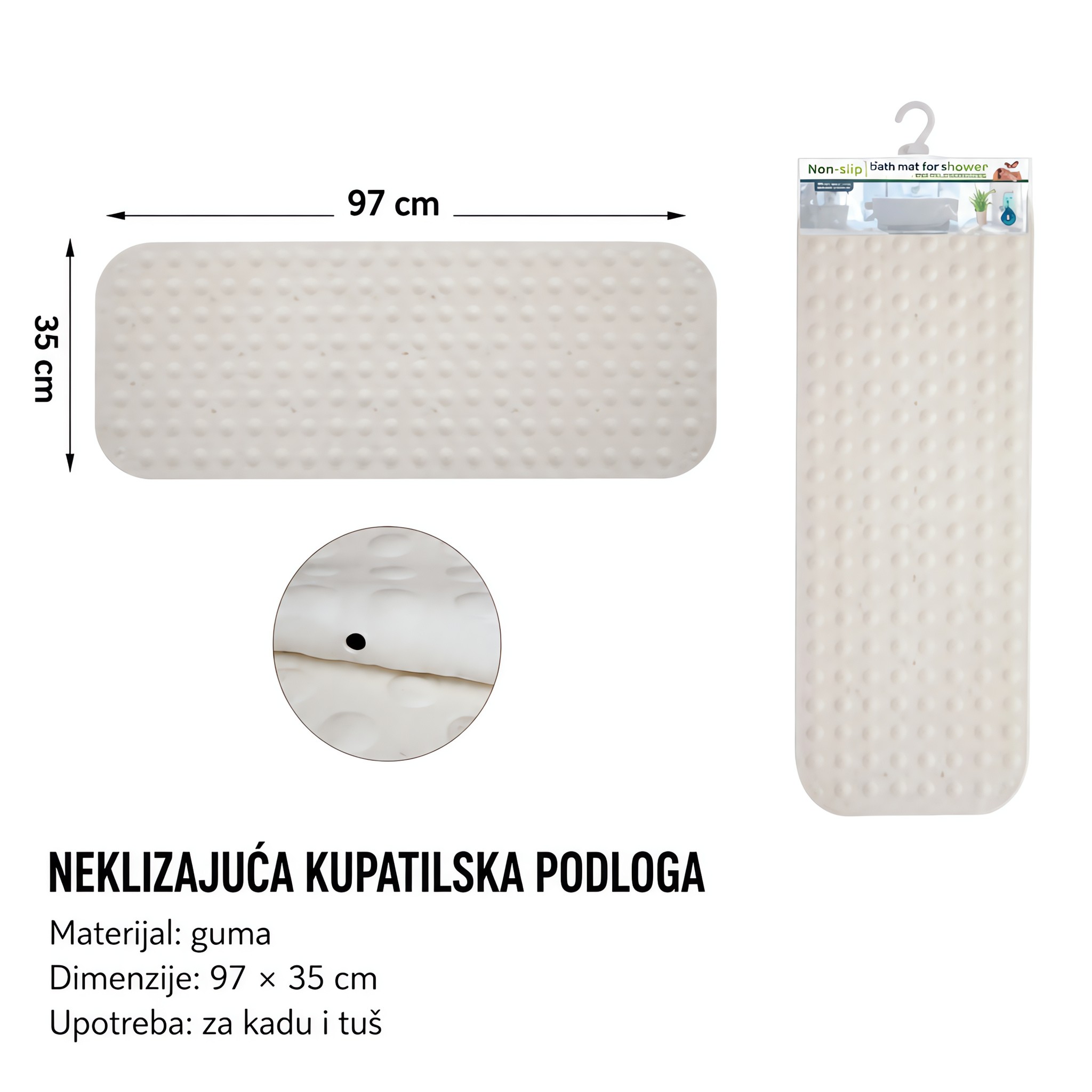 KMT Gumeni podmetač za kadu, bež 2208544