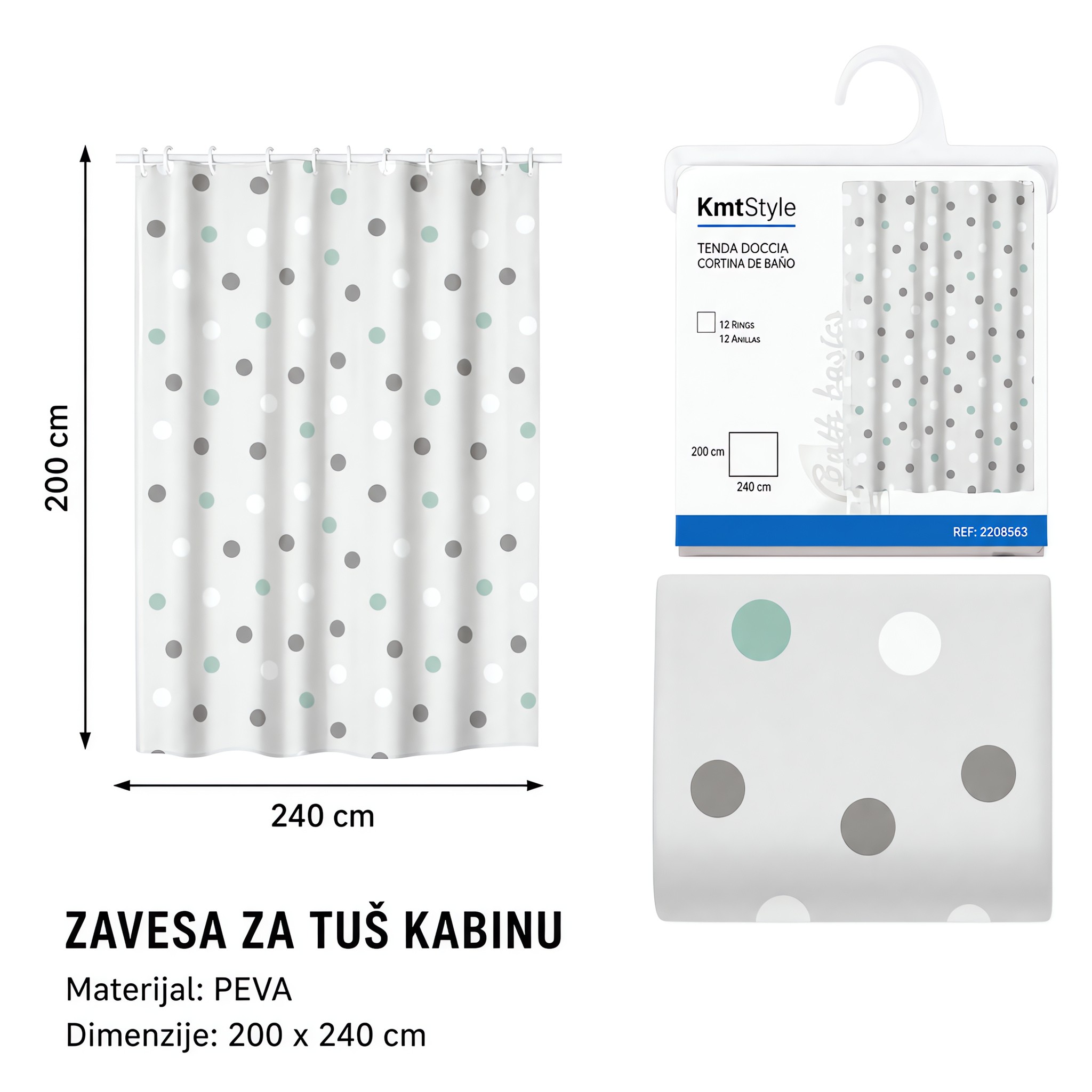 KMT EVA štampana zavesa za tuširanje (Srebja) 2208563