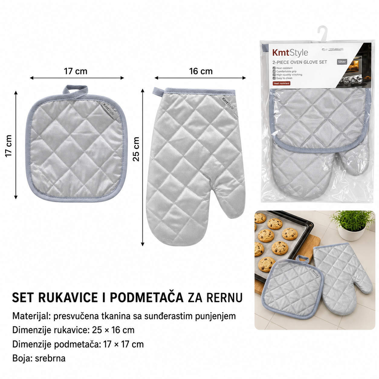 KMT Srebrne rukavice za mikrotalasnu pećnicu + prostirka 2208628