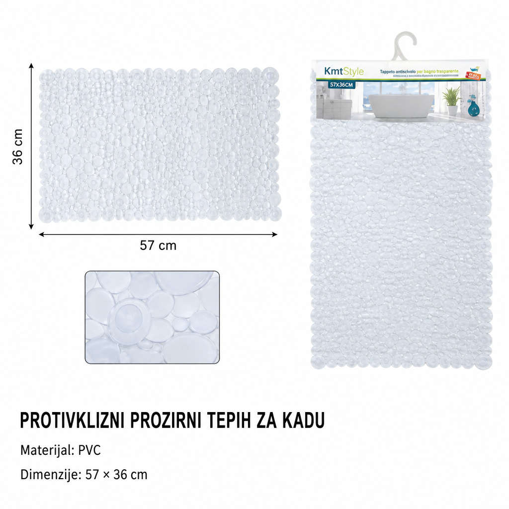 KMT Prozirna bela prostirka za kupanje na točkice 2208805