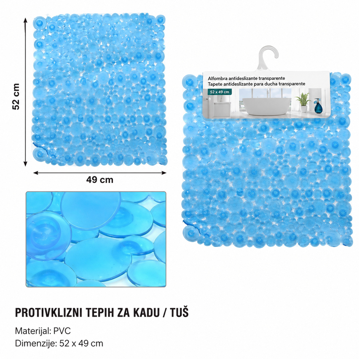 KMT Prozirna plava prostirka za kadu tačkice 2208810
