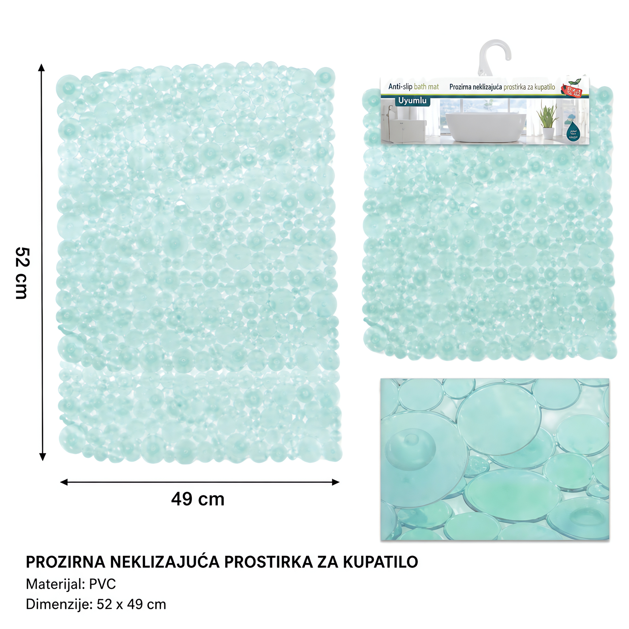 KMT Prozirna zelena prostirka za kadu tačkice 2208811