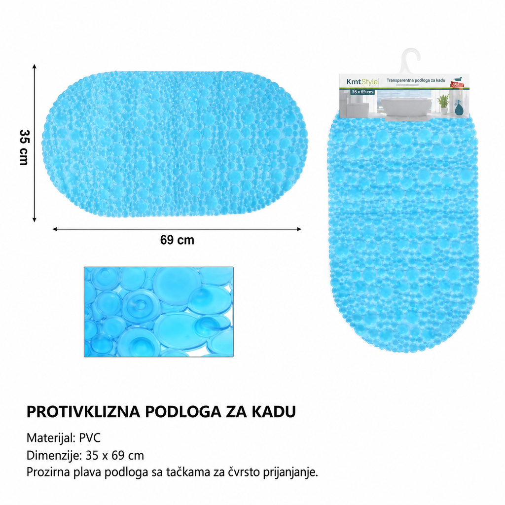 KMT Prozirna plava tačkasta podloga za kadu 2208814