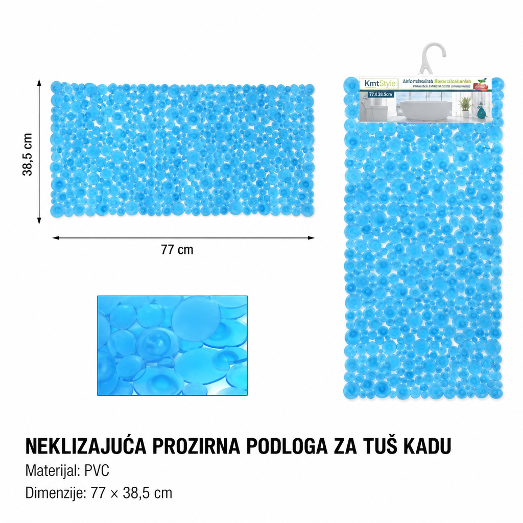 KMT Prozirna plava prostirka za kadu tačkice 2208818
