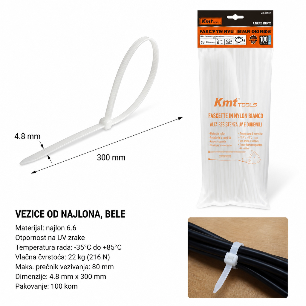 KMT Bela najlonska kravata 2308977