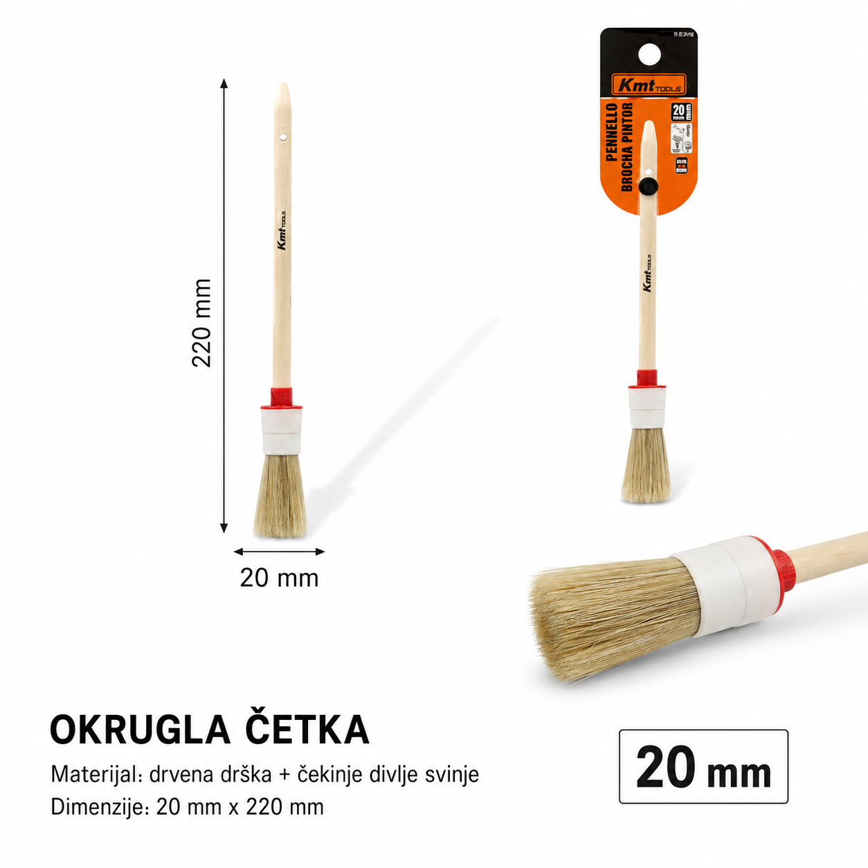KMT Okrugla četka sa drvenom ručkom 2309043