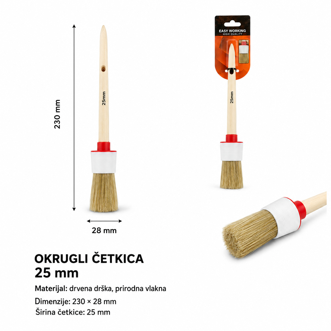 KMT Okrugla četka sa drvenom ručkom 2309044