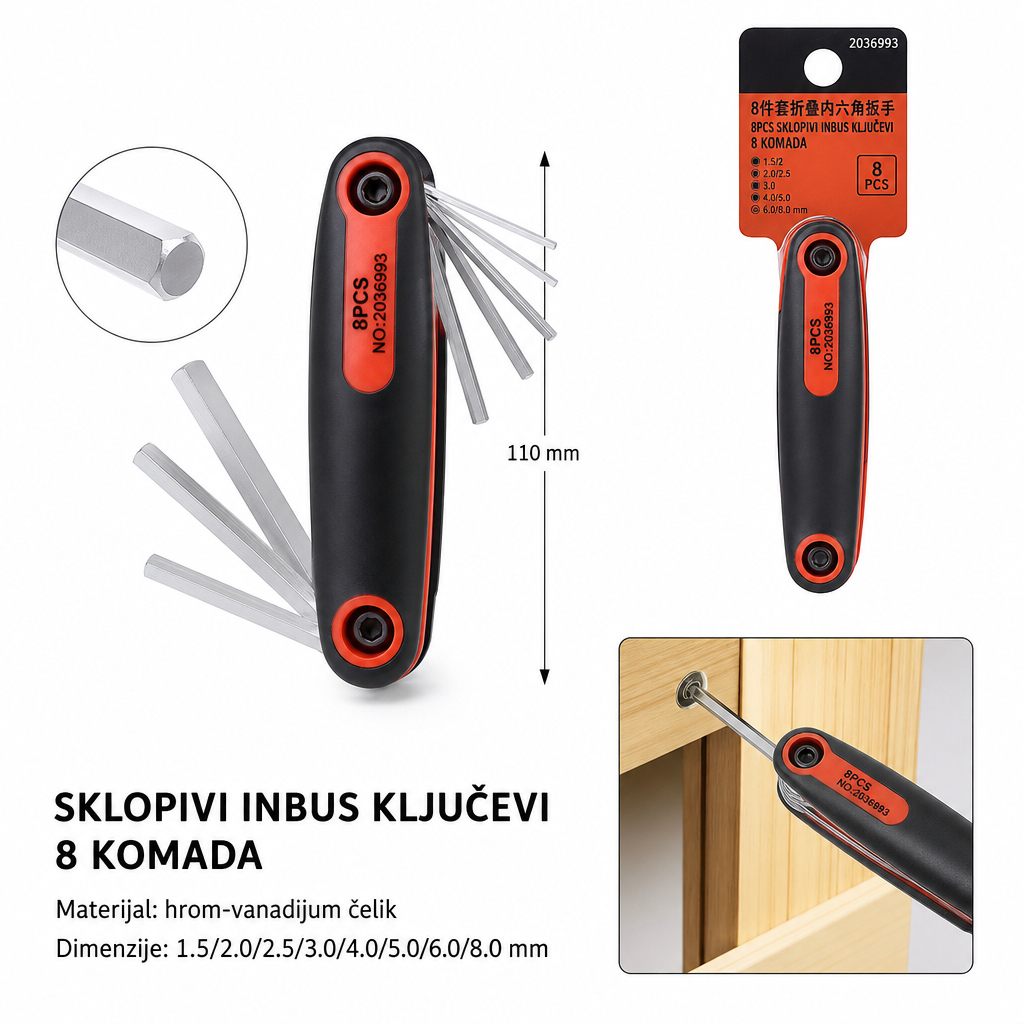 KMT 8-delni sklopivi set heksagonske ravne glave 2309093