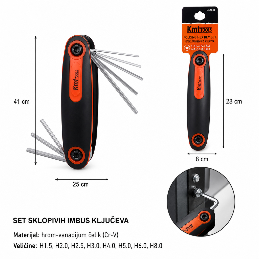 KMT 8-delni sklopivi set heksagonske glave 2309095