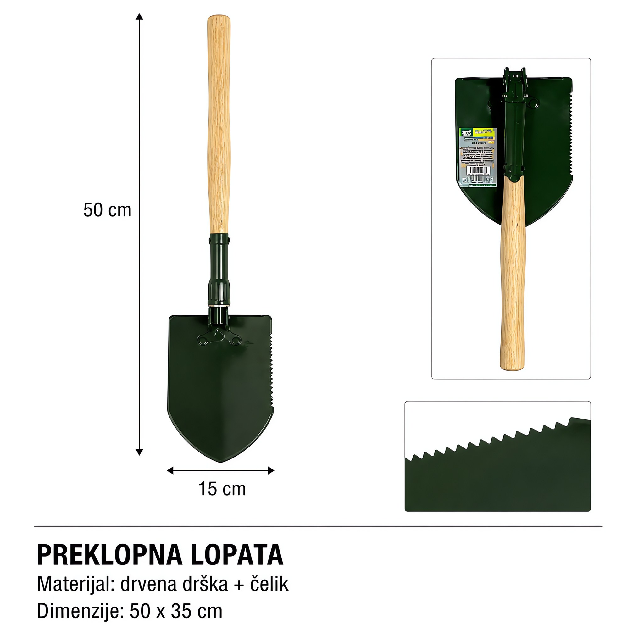 KMT Drvena ručka za preklopnu lopatu 2312928