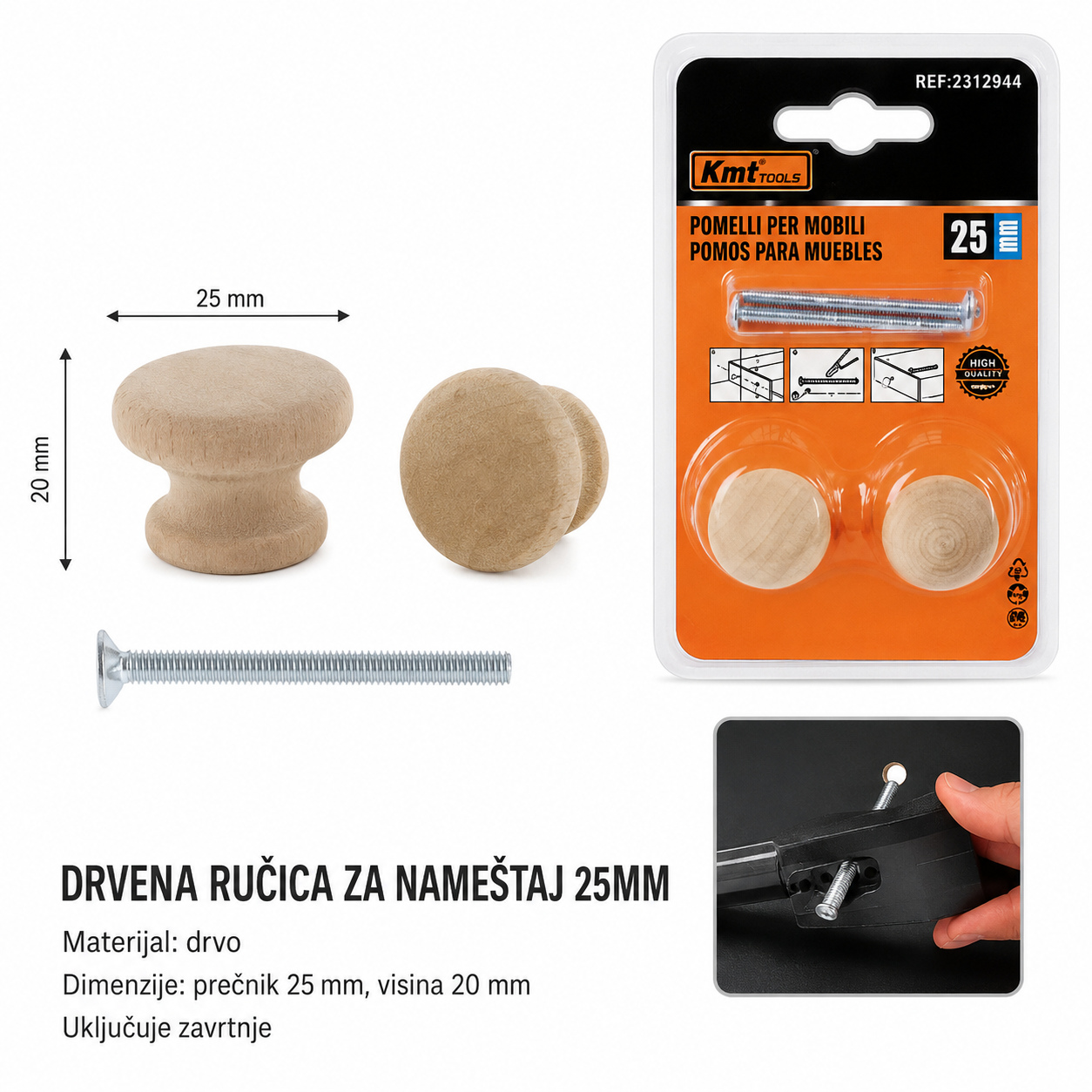 KMT Ručka, prirodna boja drveta 2312944