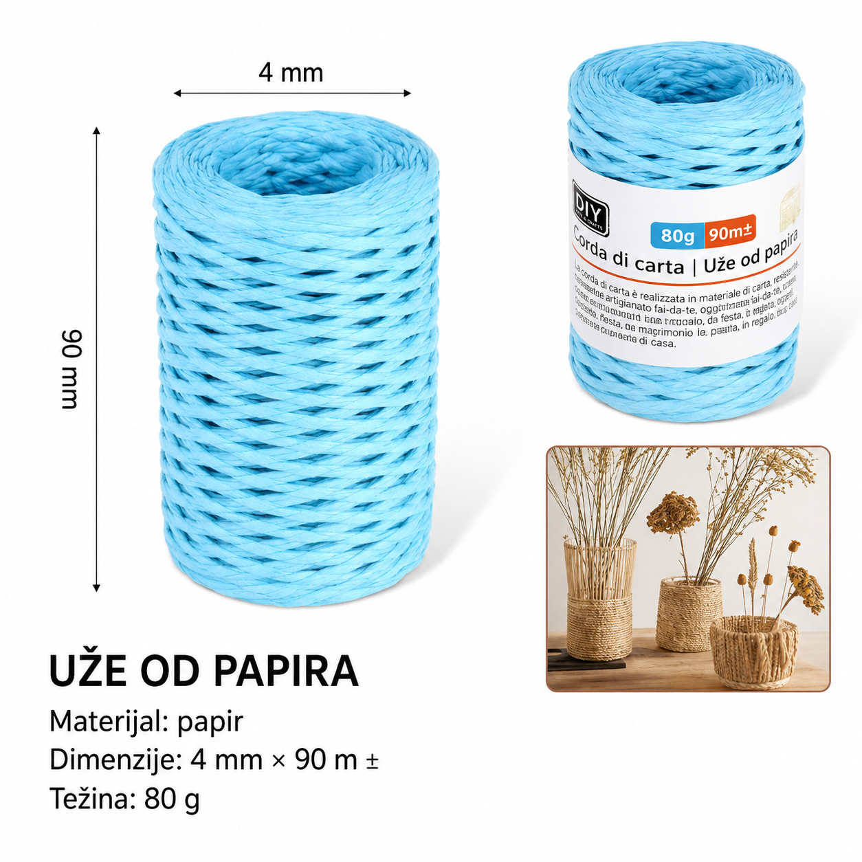 KMT Papirni kanap u valjku 80 g, tirkizno plavi 2315029