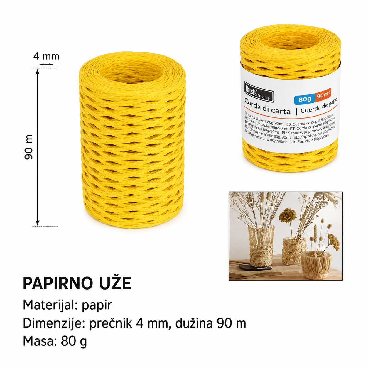 KMT Papirni kanap u valjku 80 g, žuti 2315031
