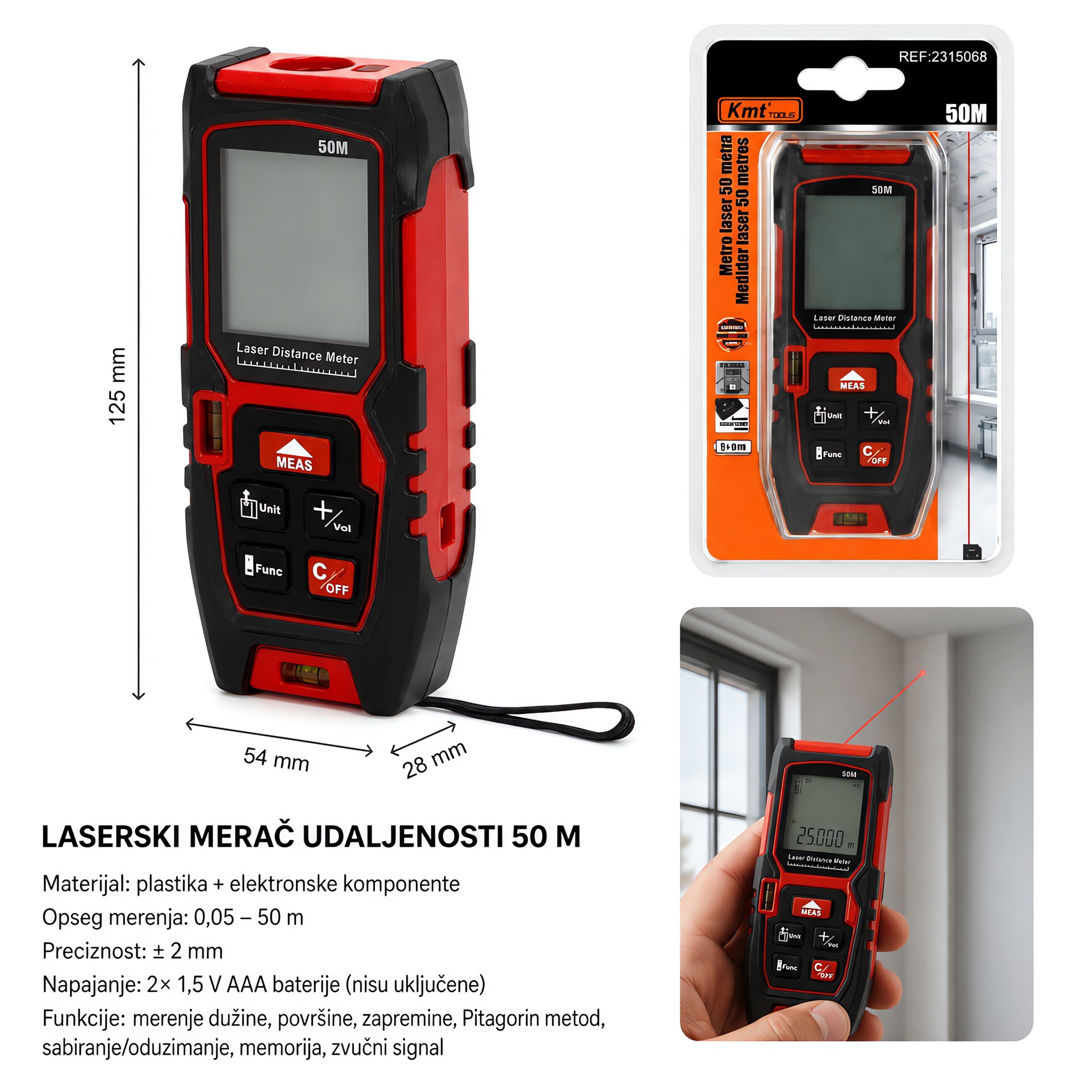 KMT Laserski merač udaljenosti 2315068