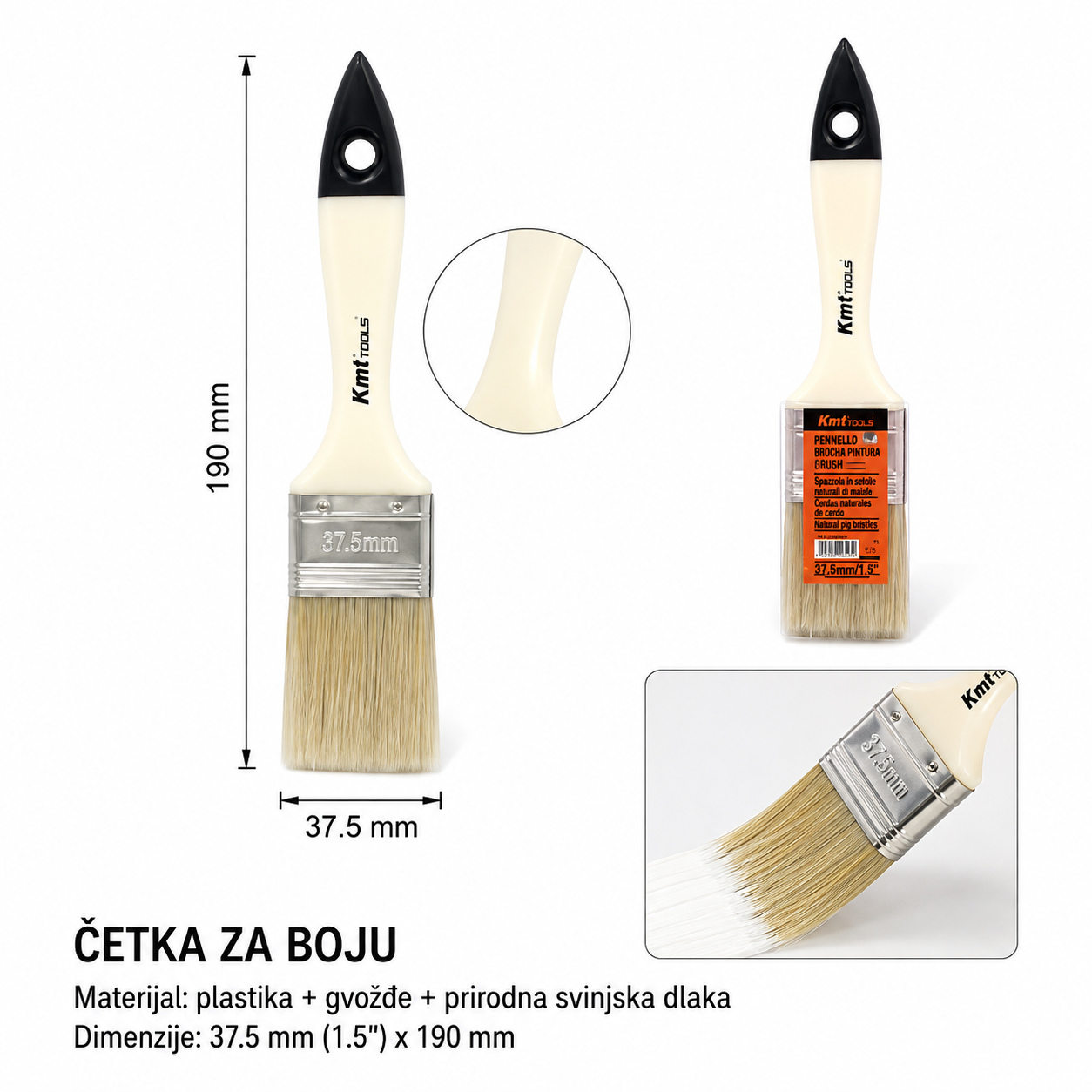 KMT Četka za svinjsku dlaku sa plastičnom drškom 2382013