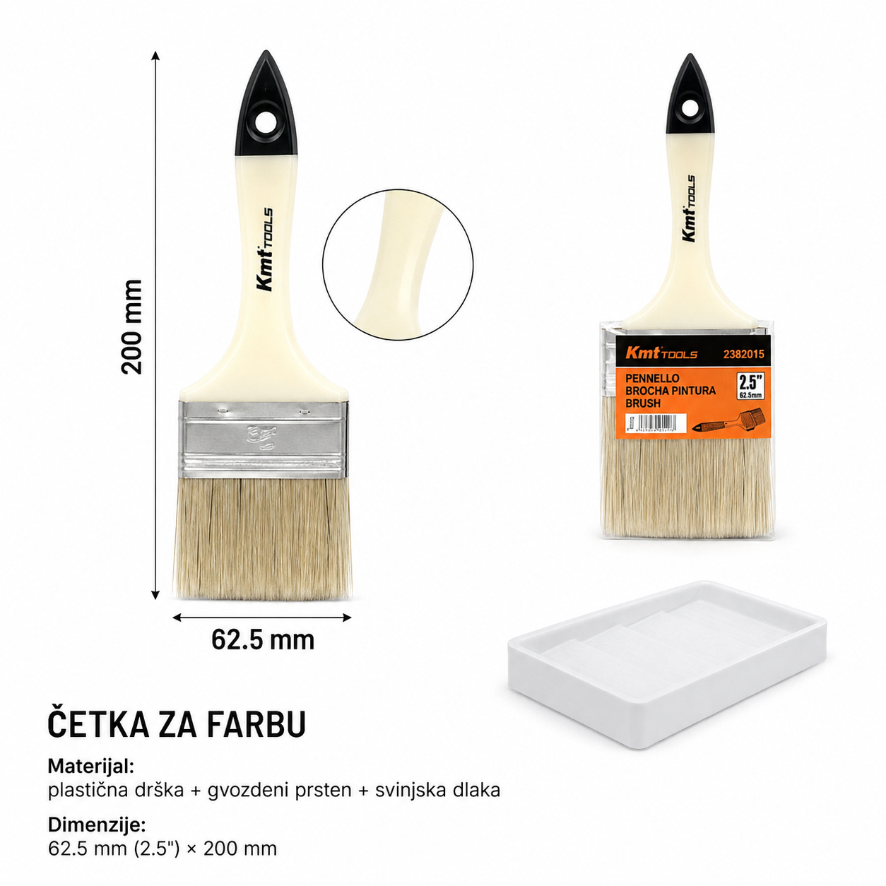 KMT Četka za svinjsku dlaku sa plastičnom drškom 2382015