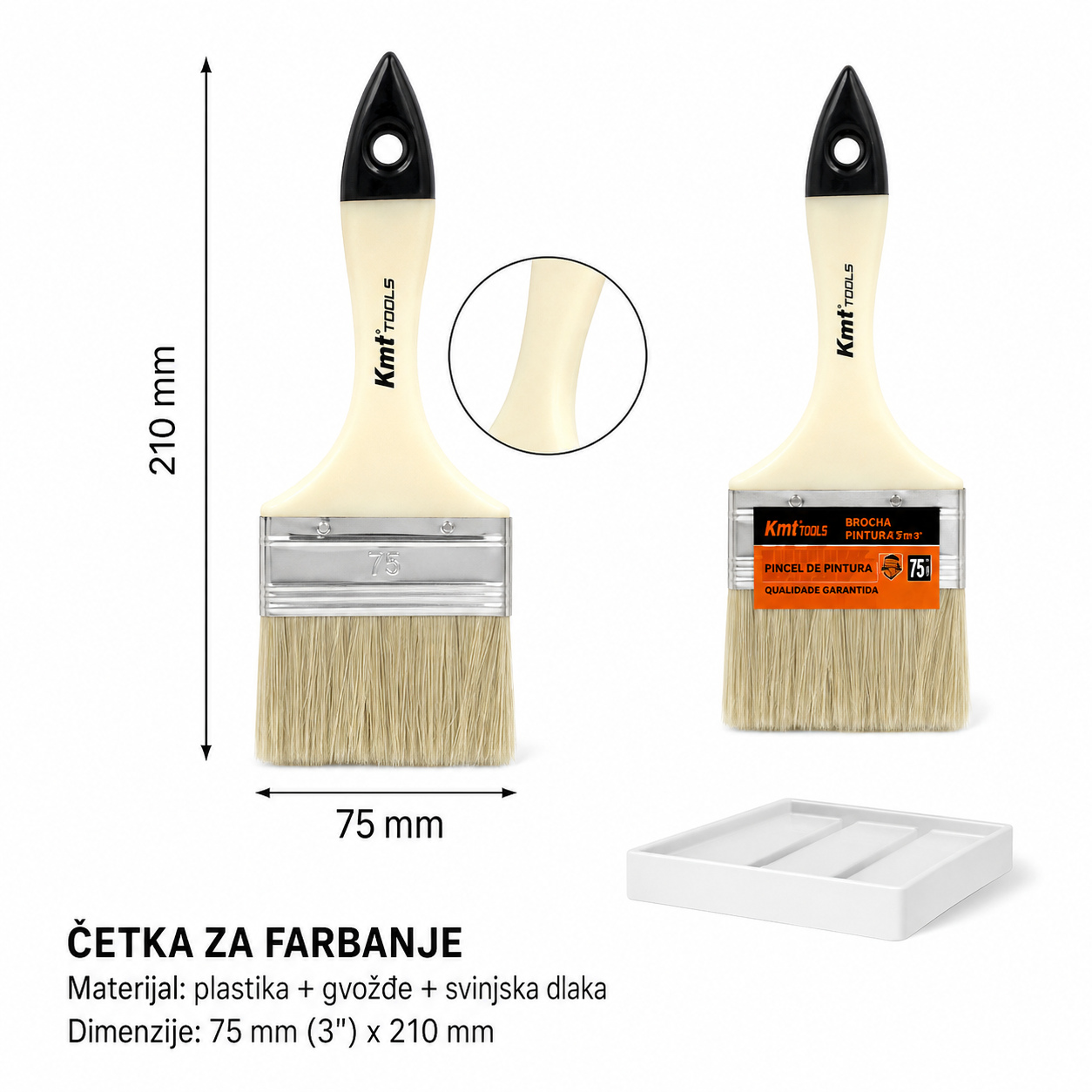 KMT Četka za svinjsku dlaku sa plastičnom drškom 2382016