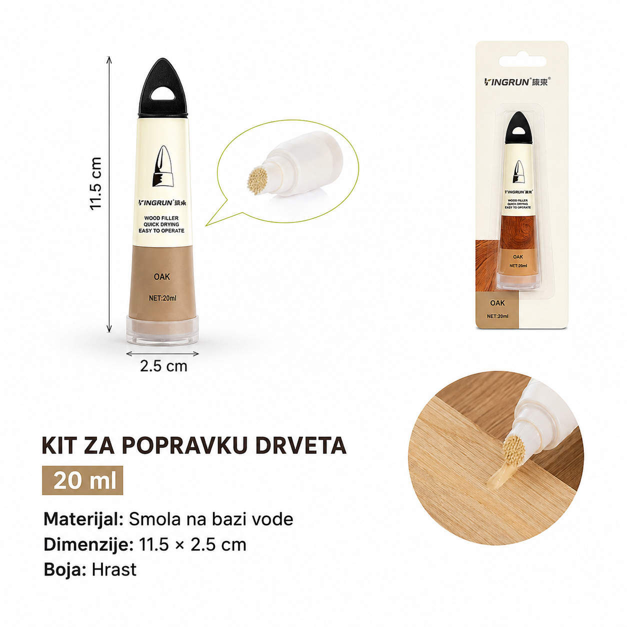 KMT Četka za svinjsku dlaku sa plastičnom drškom 2382021