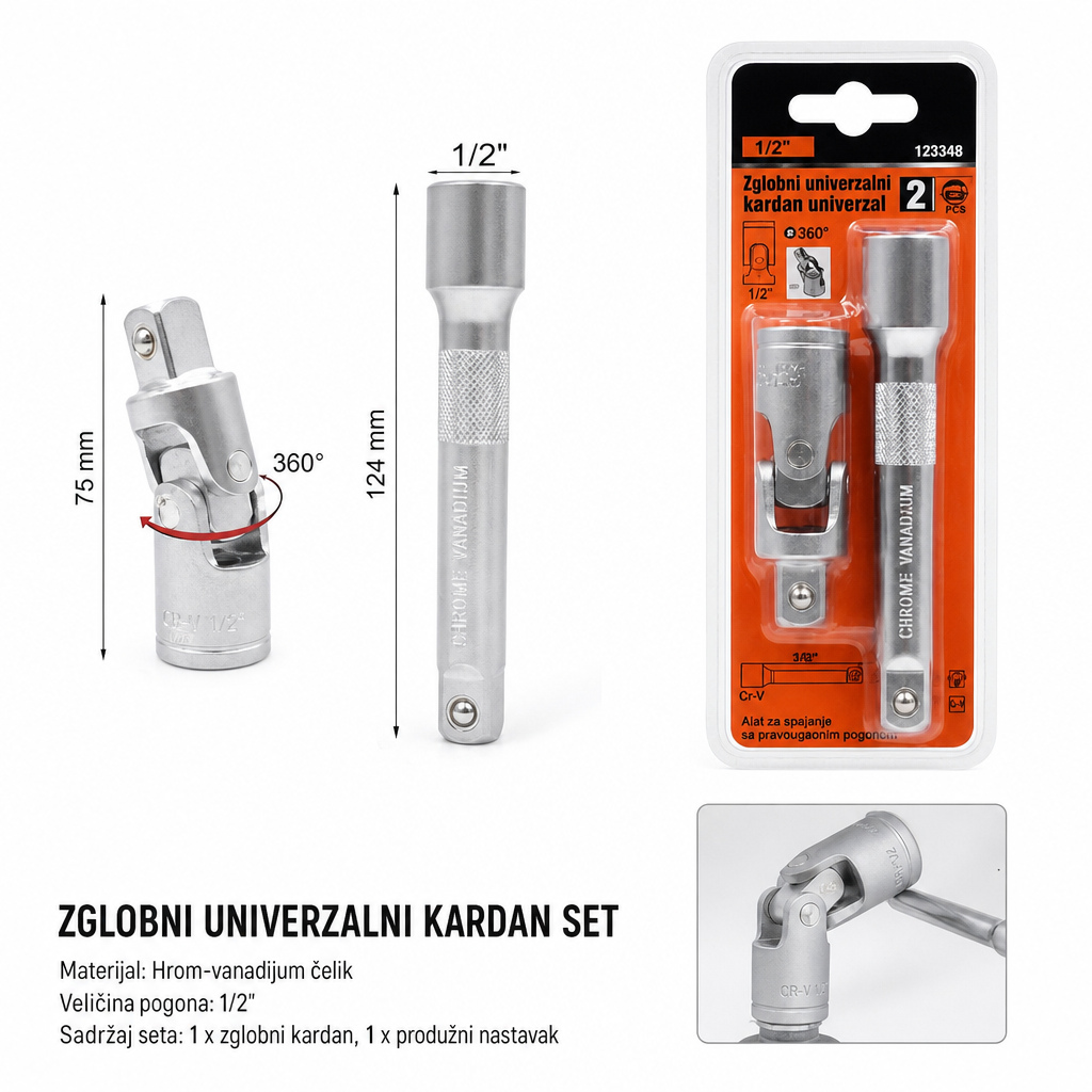 KMT 1/2" adapter za alat sa univerzalnim zglobom 2382146