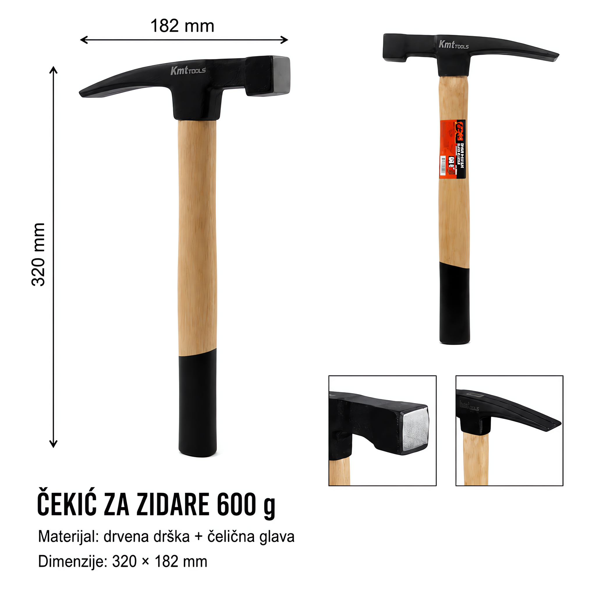 KMT Zidarski čekić sa drvenom drškom "R". 2382153