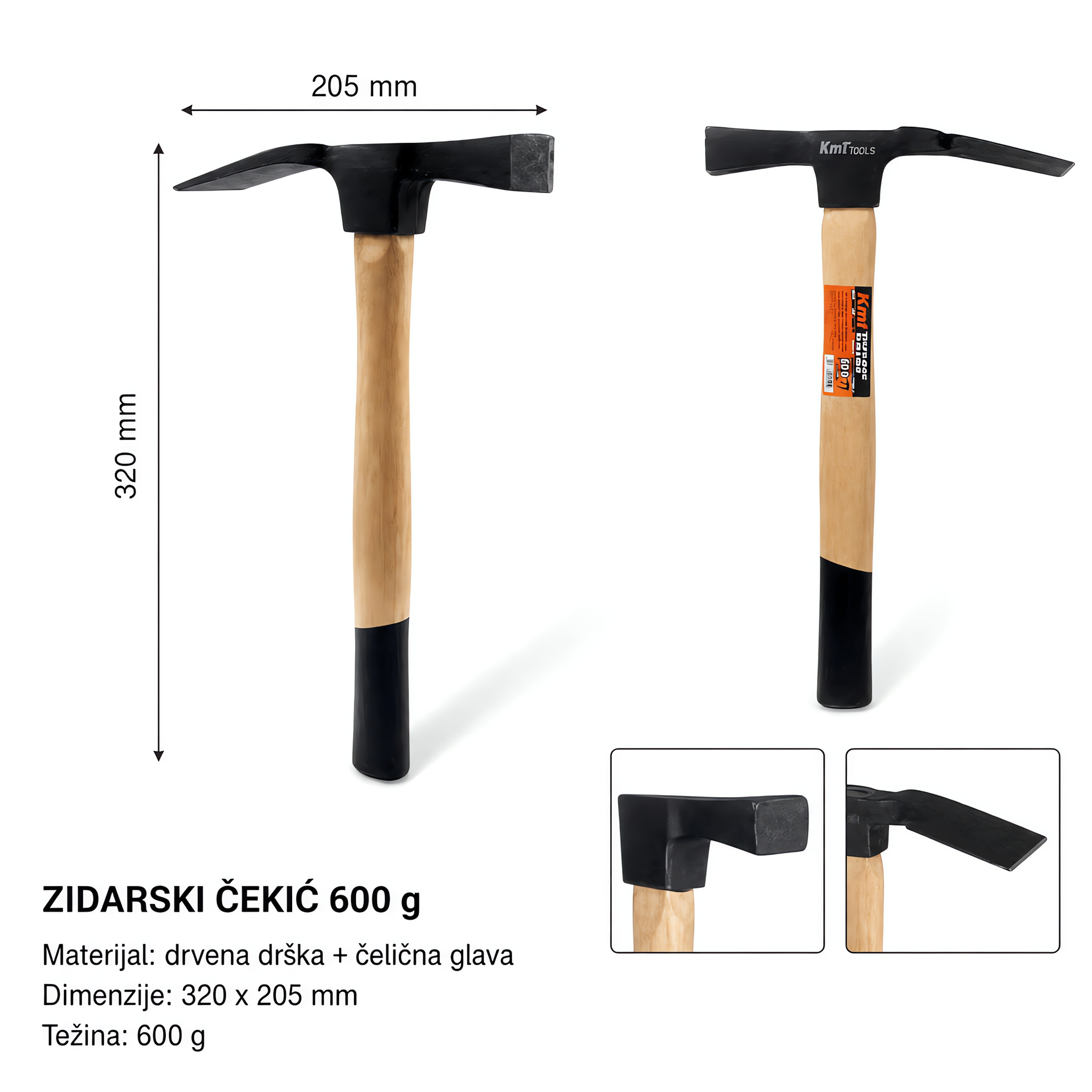 KMT Zidarski čekić sa drvenom drškom "B". 2382154