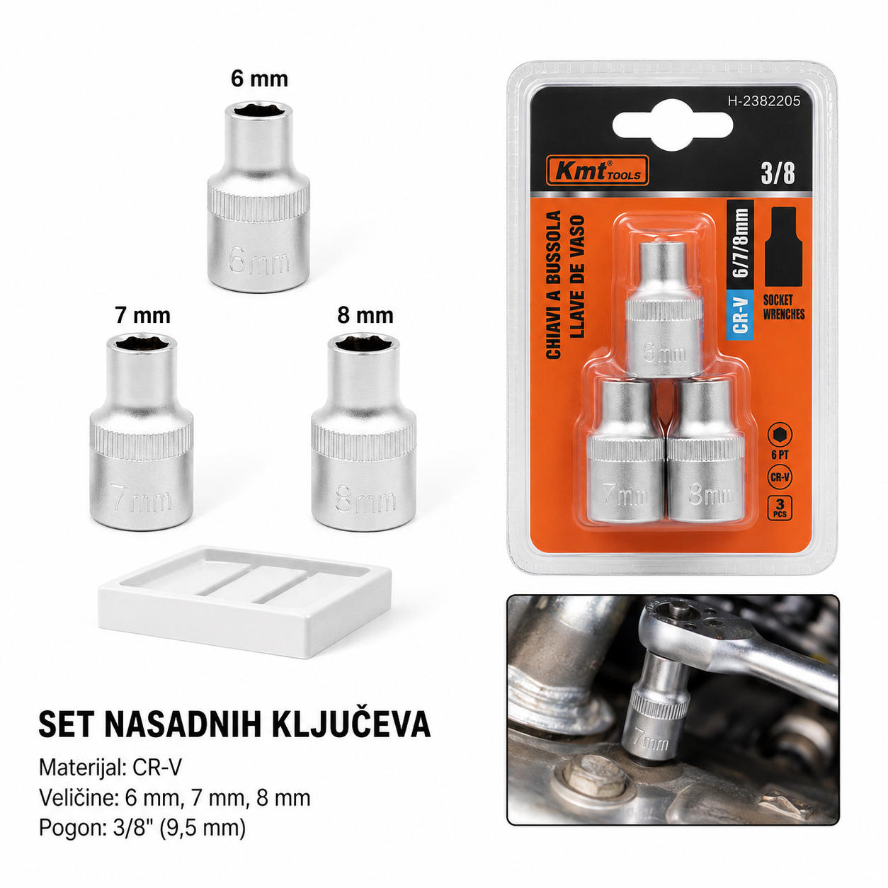 KMT 3/8 kratka utičnica 2382205