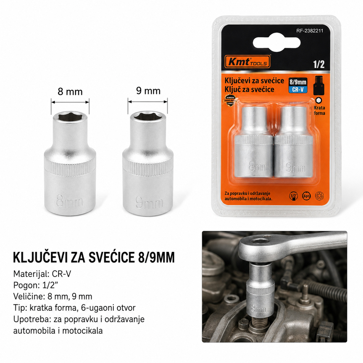 KMT 1/2 kratka čaura 2382211