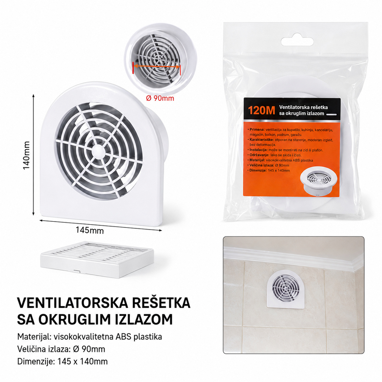 KMT Plastična okrugla ventilaciona rešetka 2385636