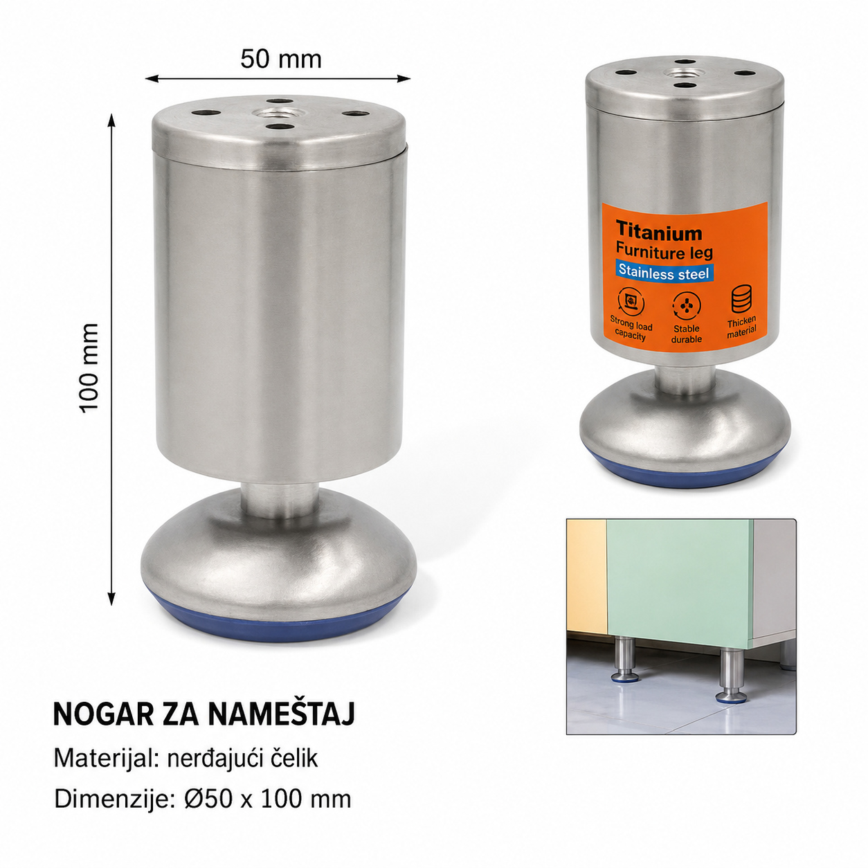 KMT Noge za orman od nerđajućeg čelika 2385730