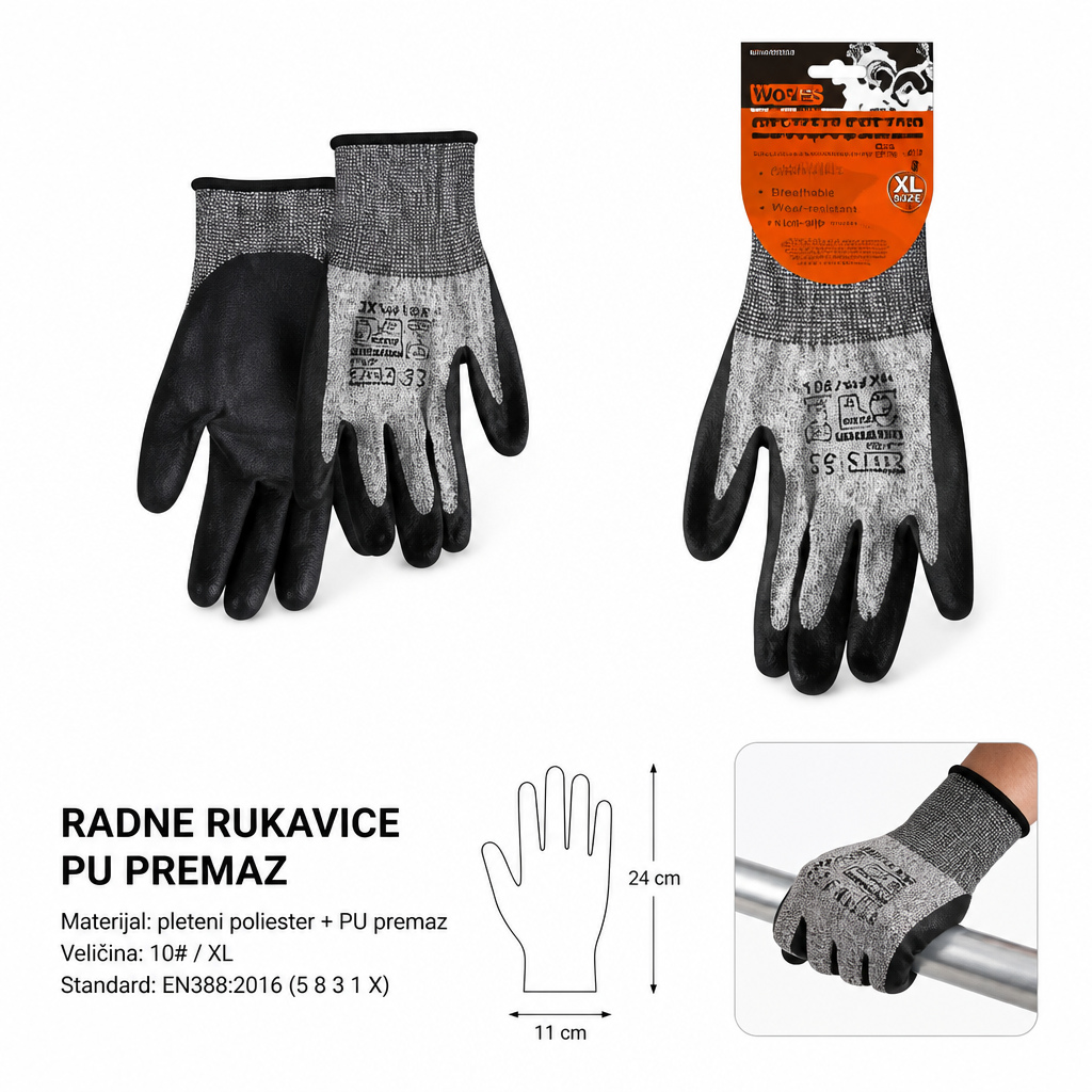 KMT Nivo 5 crne PU rukavice otporne na sečenje 2385811