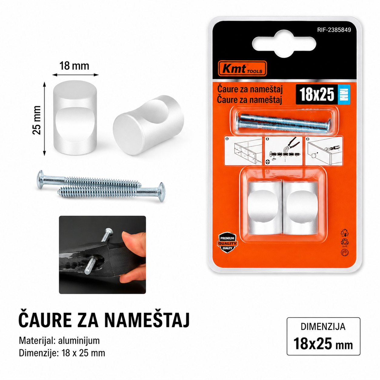 KMT Svemirska aluminijumska ručka fioke sa jednom rupom 2385849