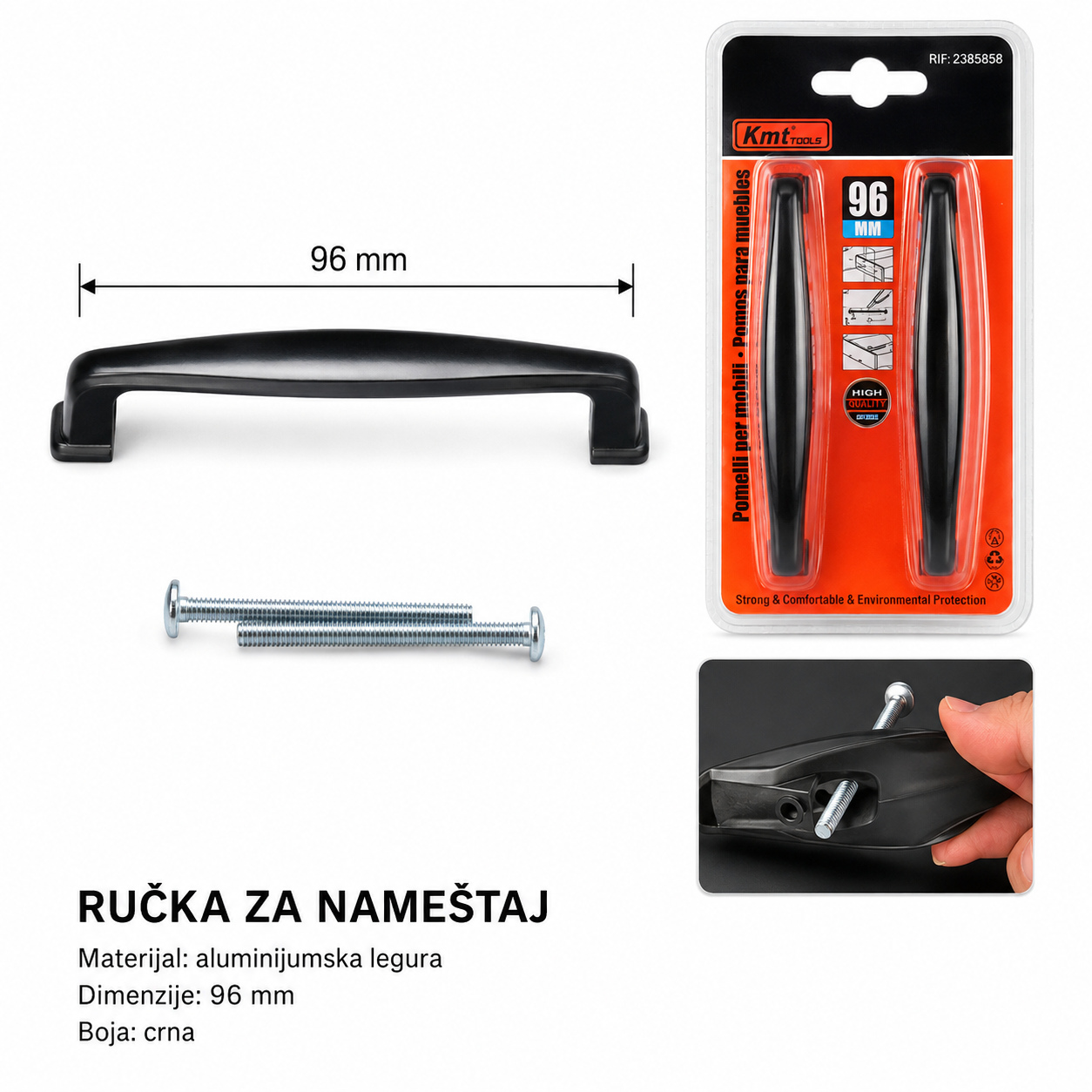 KMT Drška od aluminijumske legure crna 2385858