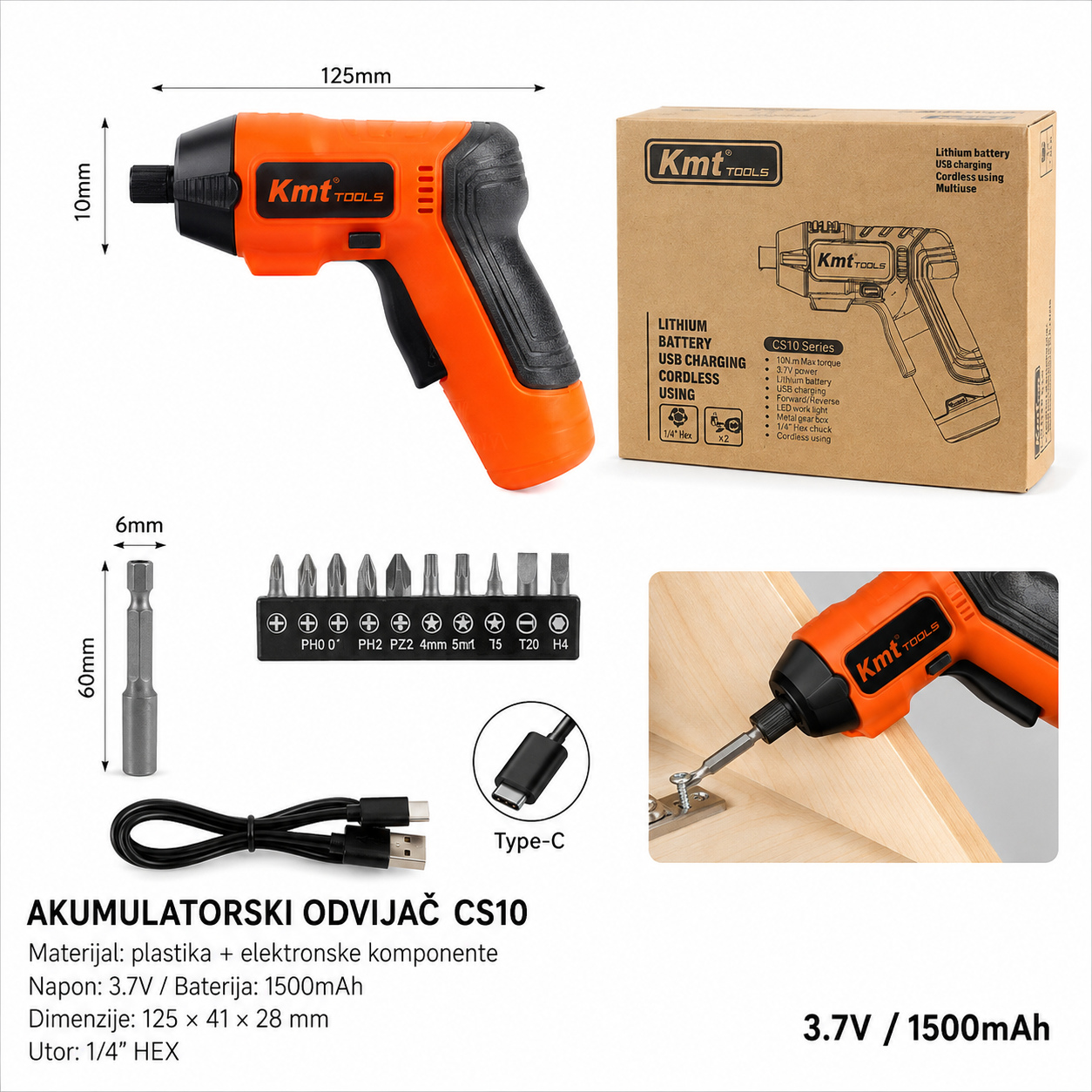 KMT 3.7V litijumski odvijač 2385971