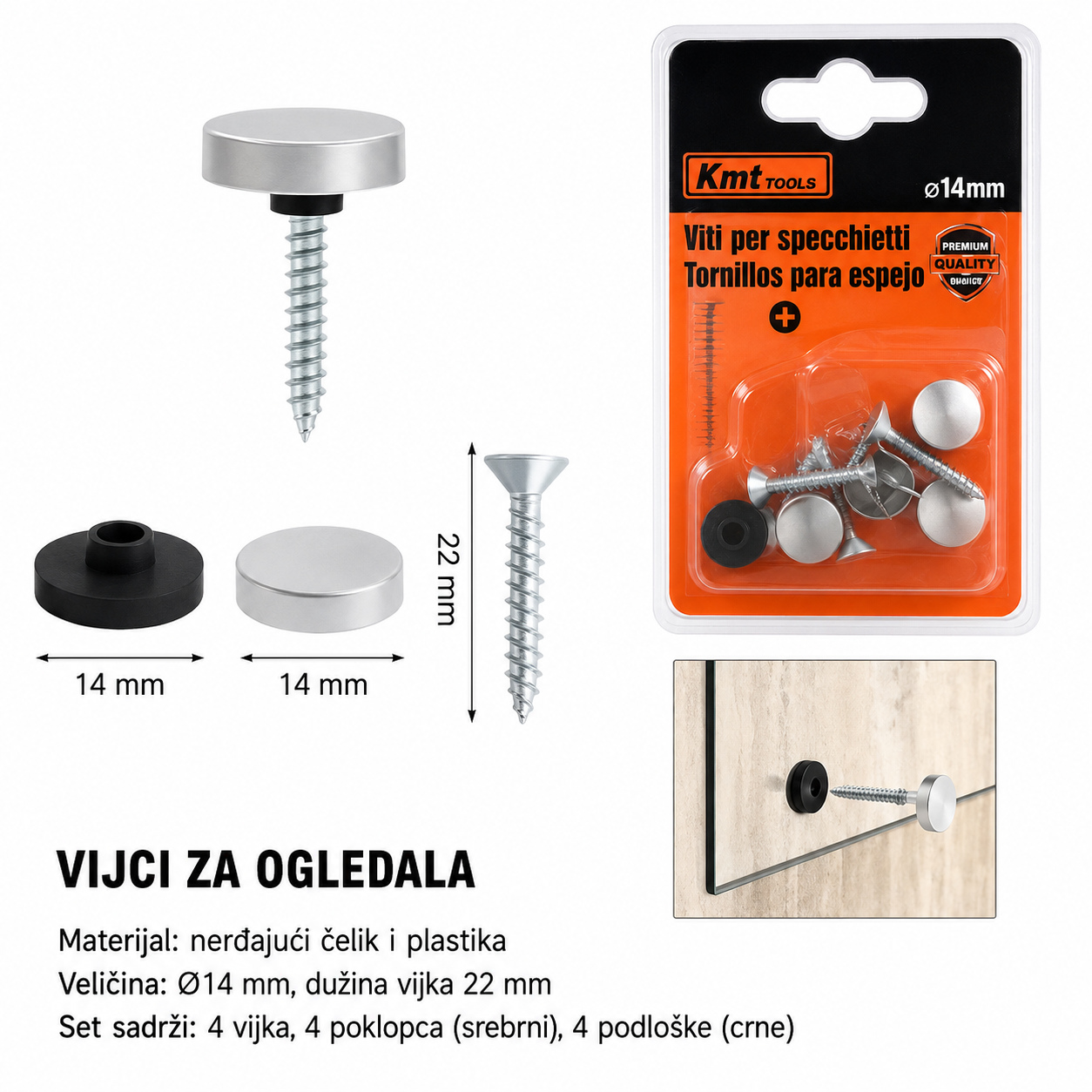 KMT ogledalo ekser od nerđajućeg čelika 2385977