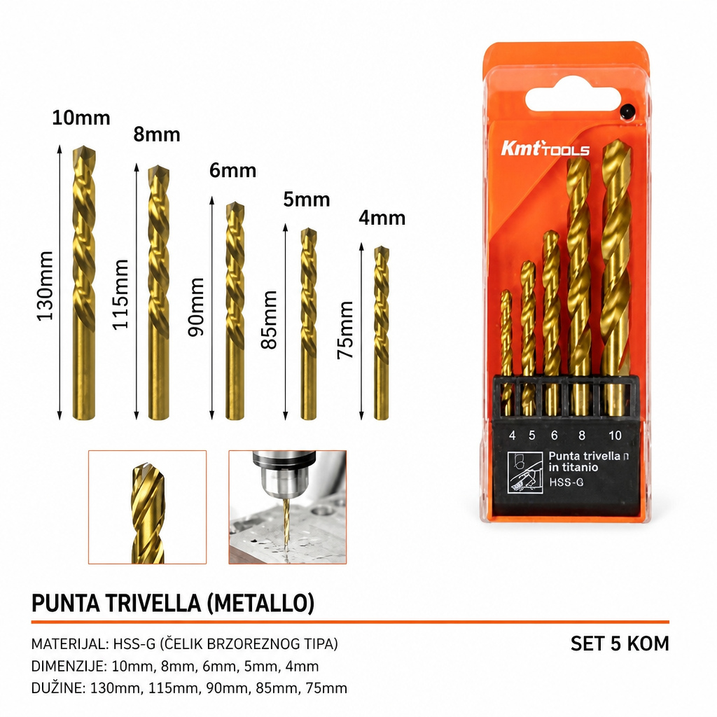 KMT Set burgija za metal u plastičnoj kutiji 2389338