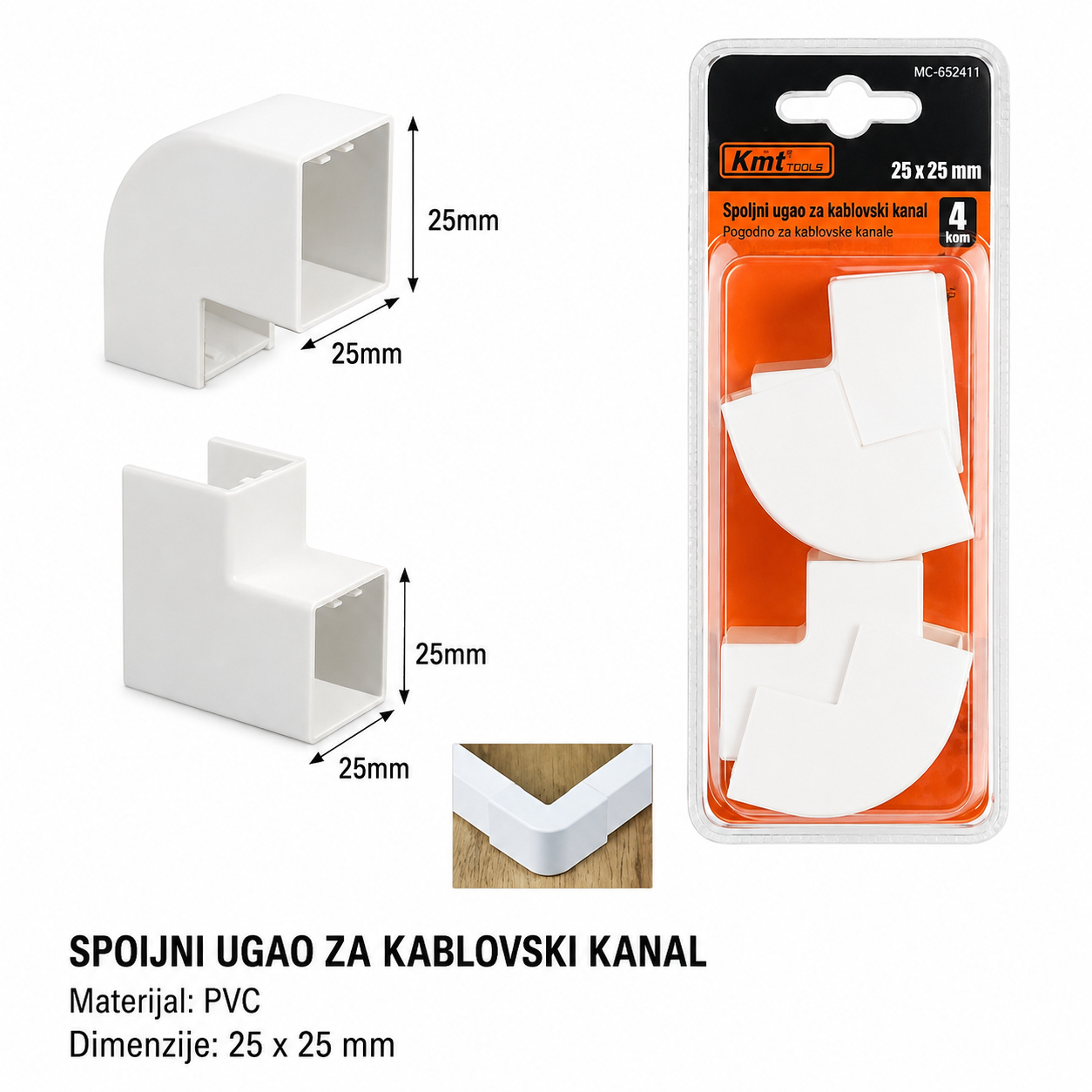 KMT Konektor za kabl-tunk - Unutrašnji/Spoljašnji ugao 2389371